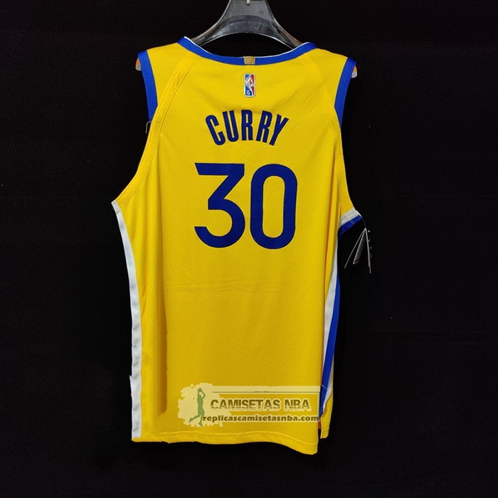 Camiseta Golden State Warriors Stephen Curry NO 30 Statement Autentico 2022 Oro
